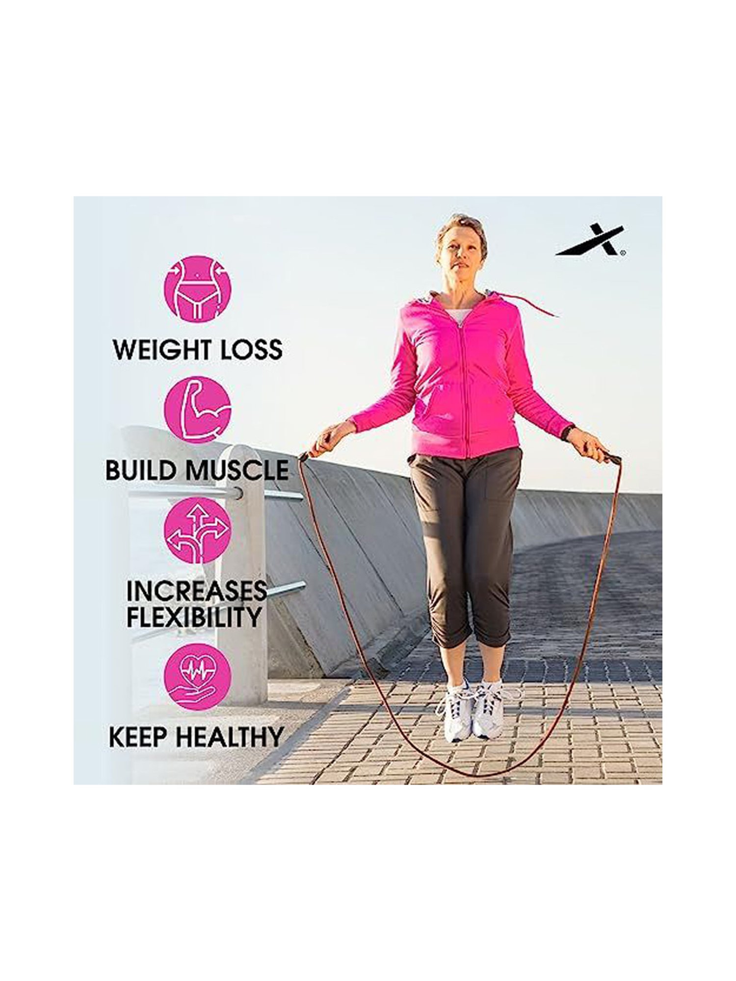 Vector X JF-1610 Leather Skipping Rope (Black) Size - 270cm