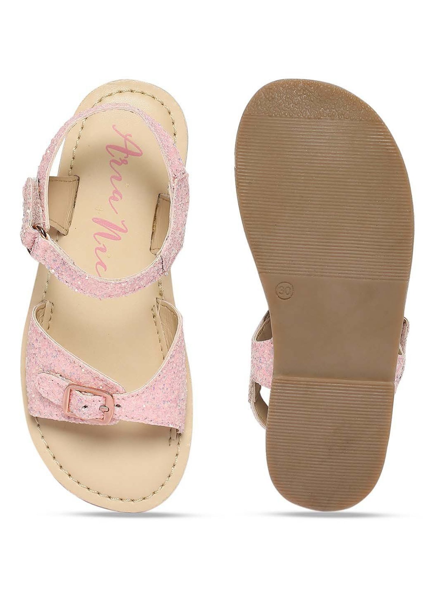 Aria Nica Kids Sassy Pink & Beige Ankle Strap Sandals