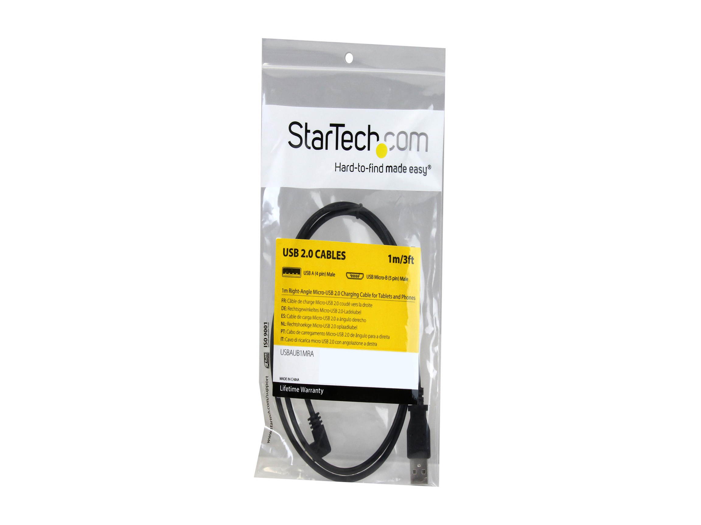 StarTech.com USBAUB2MLA Micro-USB Charge-and-Sync Cable M/M - Left-Angle Micro-USB - 24 AWG