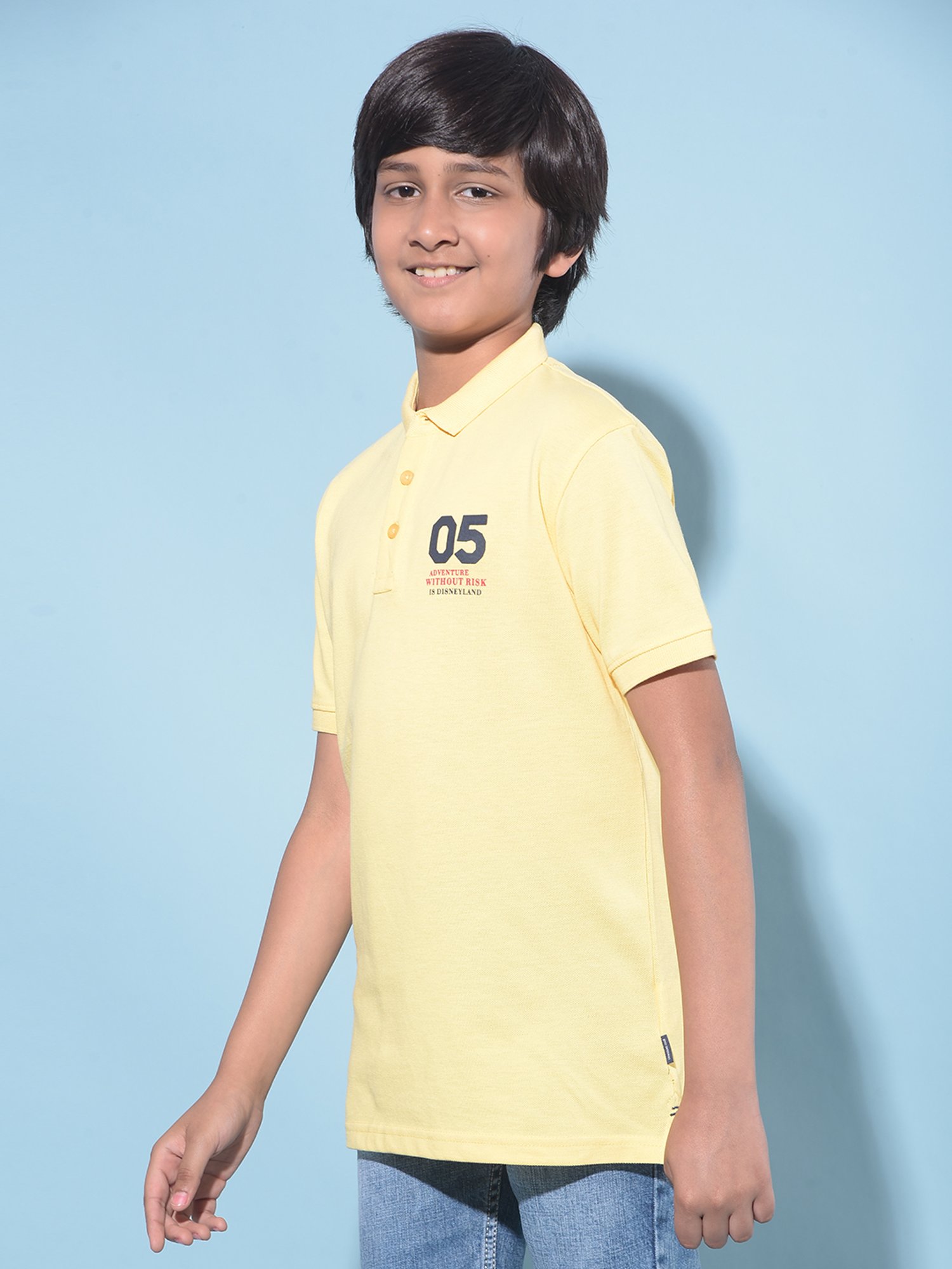 Crimsoune Club Boys Yellow Printed Polo T-Shirt