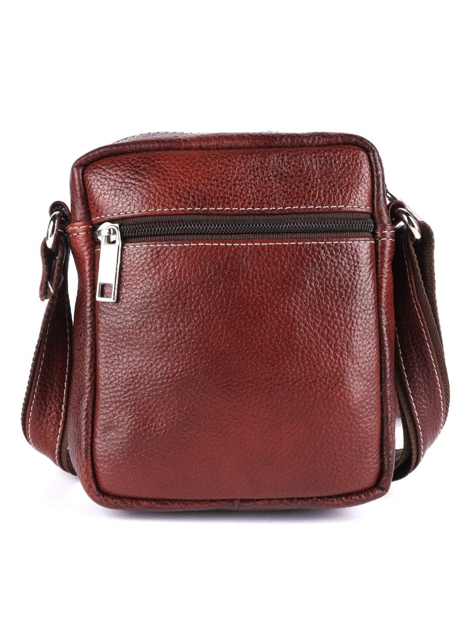 HiLEDER Brown Textured Small Leather 7 inch Cross Body Bag