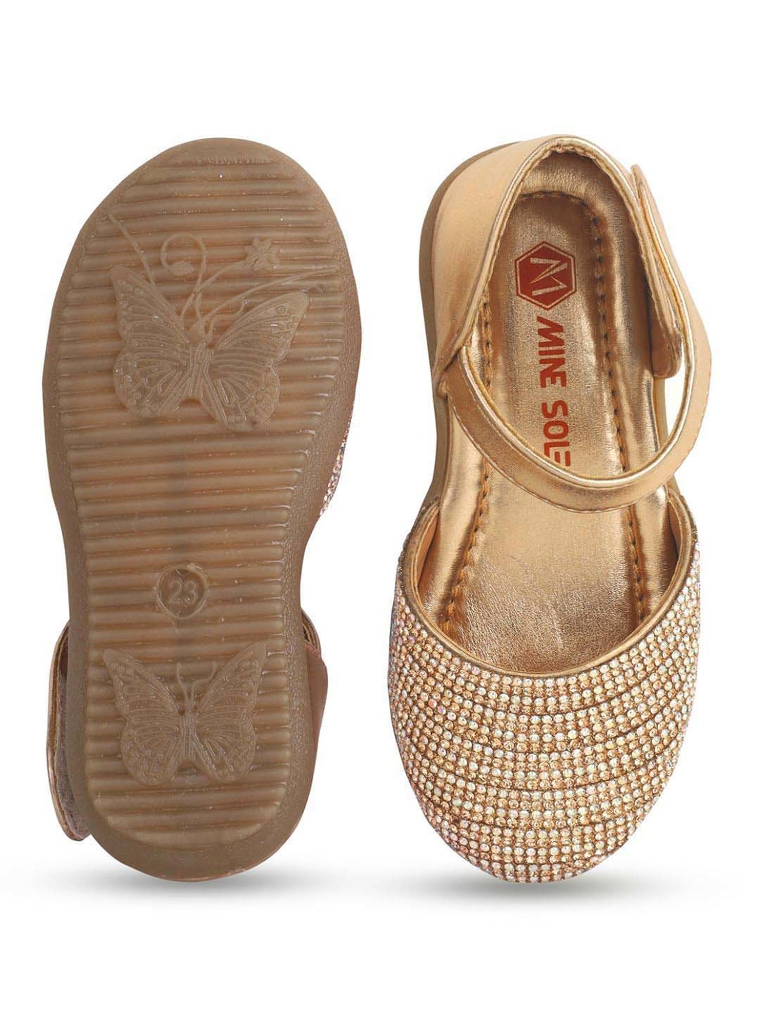 Minesole Kids Rose Gold Ethnic Sandals