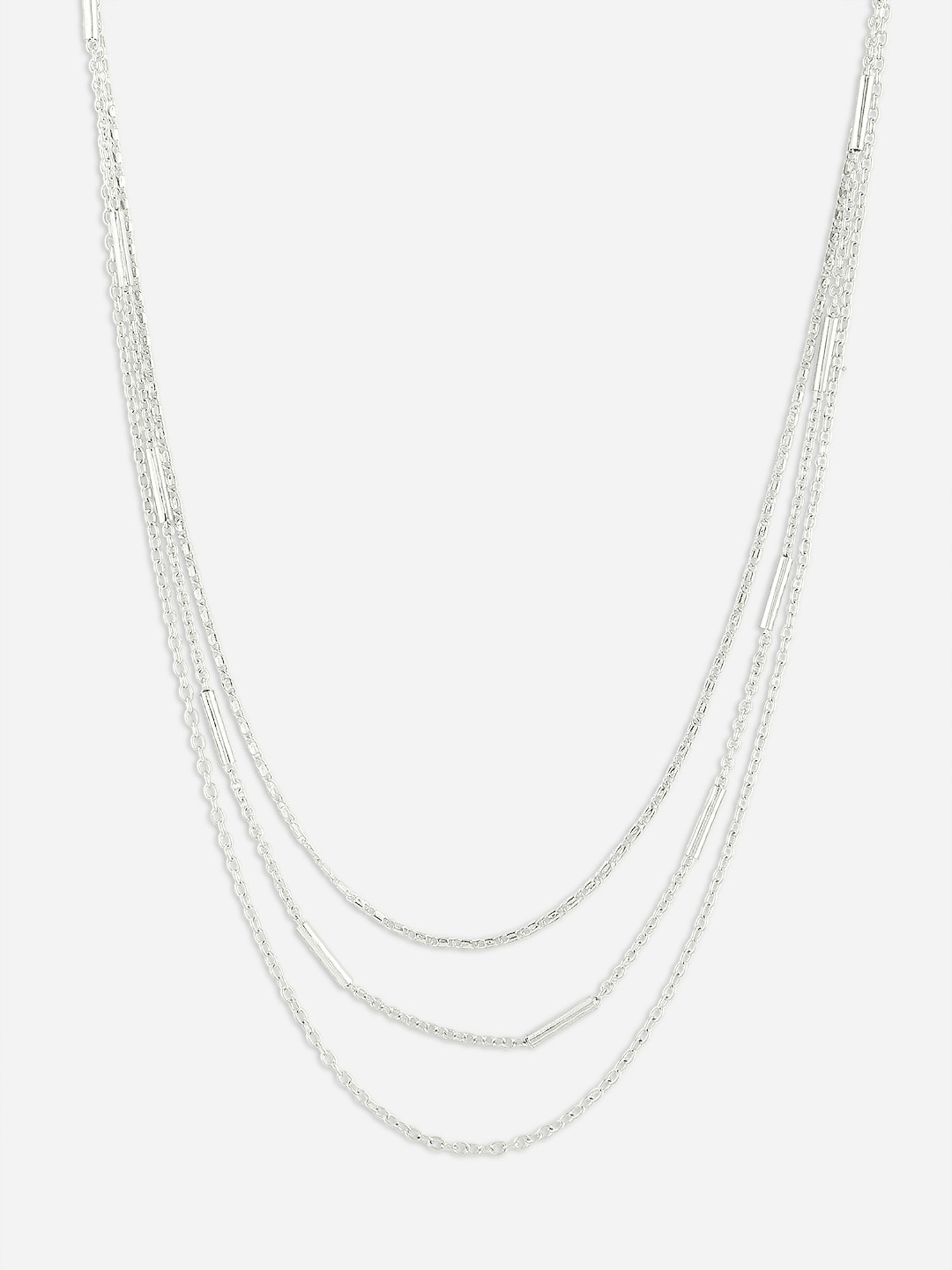 ToniQ Silver-Plated Delicate 3 Layered Princess Necklace for Women