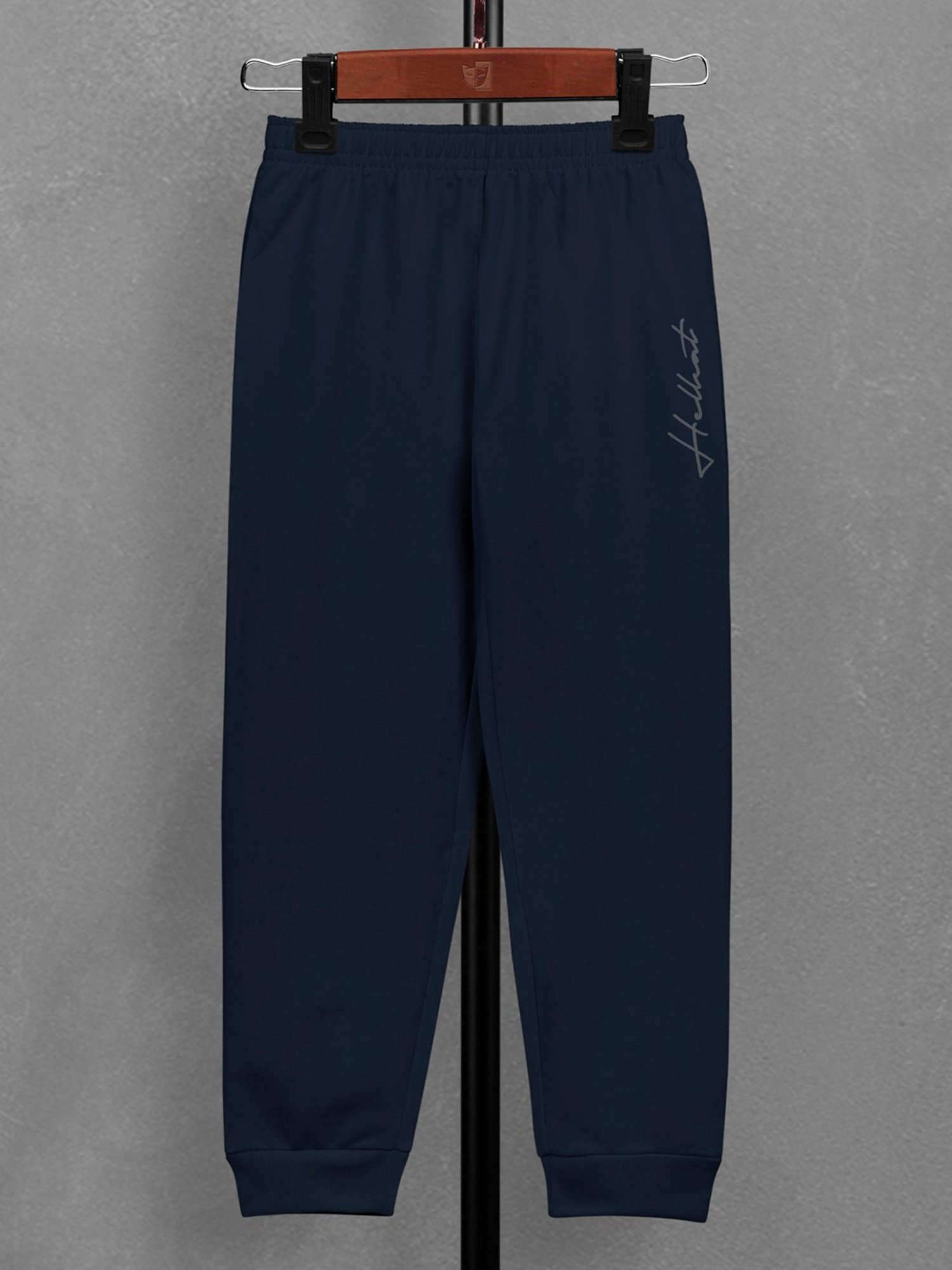 HELLCAT Kids Navy Printed Full Sleeves Hoodie T-Shirt with Trackpants