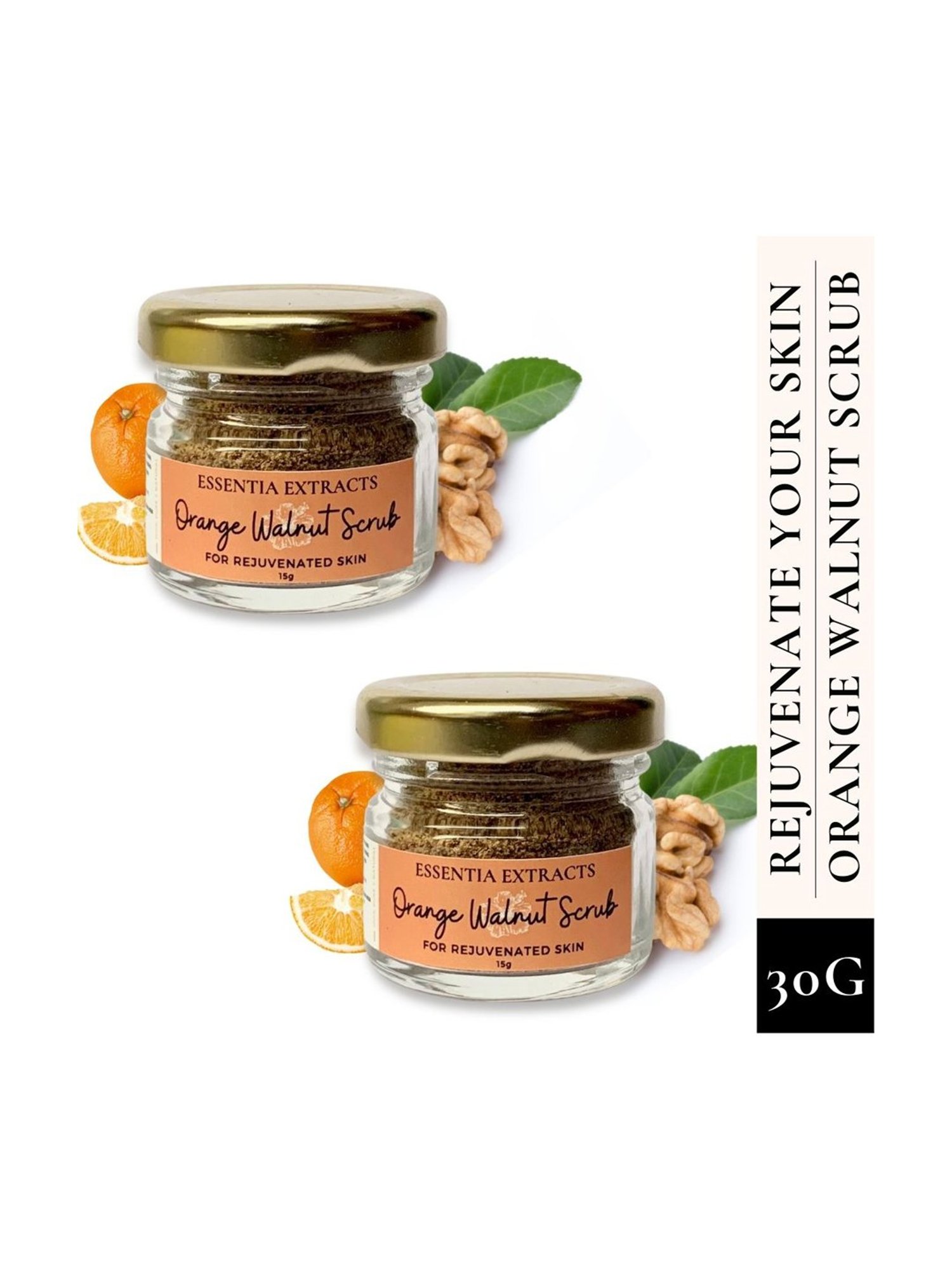 Essentia Extracts Orange Walnut Face & Body Exfoliating Scrub (Pack of 2) - 30 gm