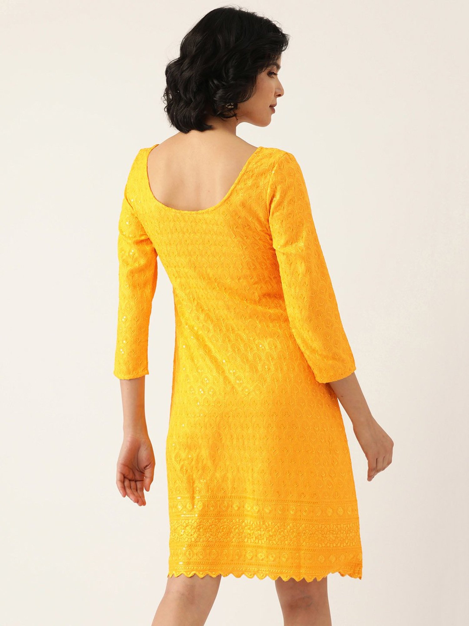 BRINNS Yellow Embellished A Line Dress