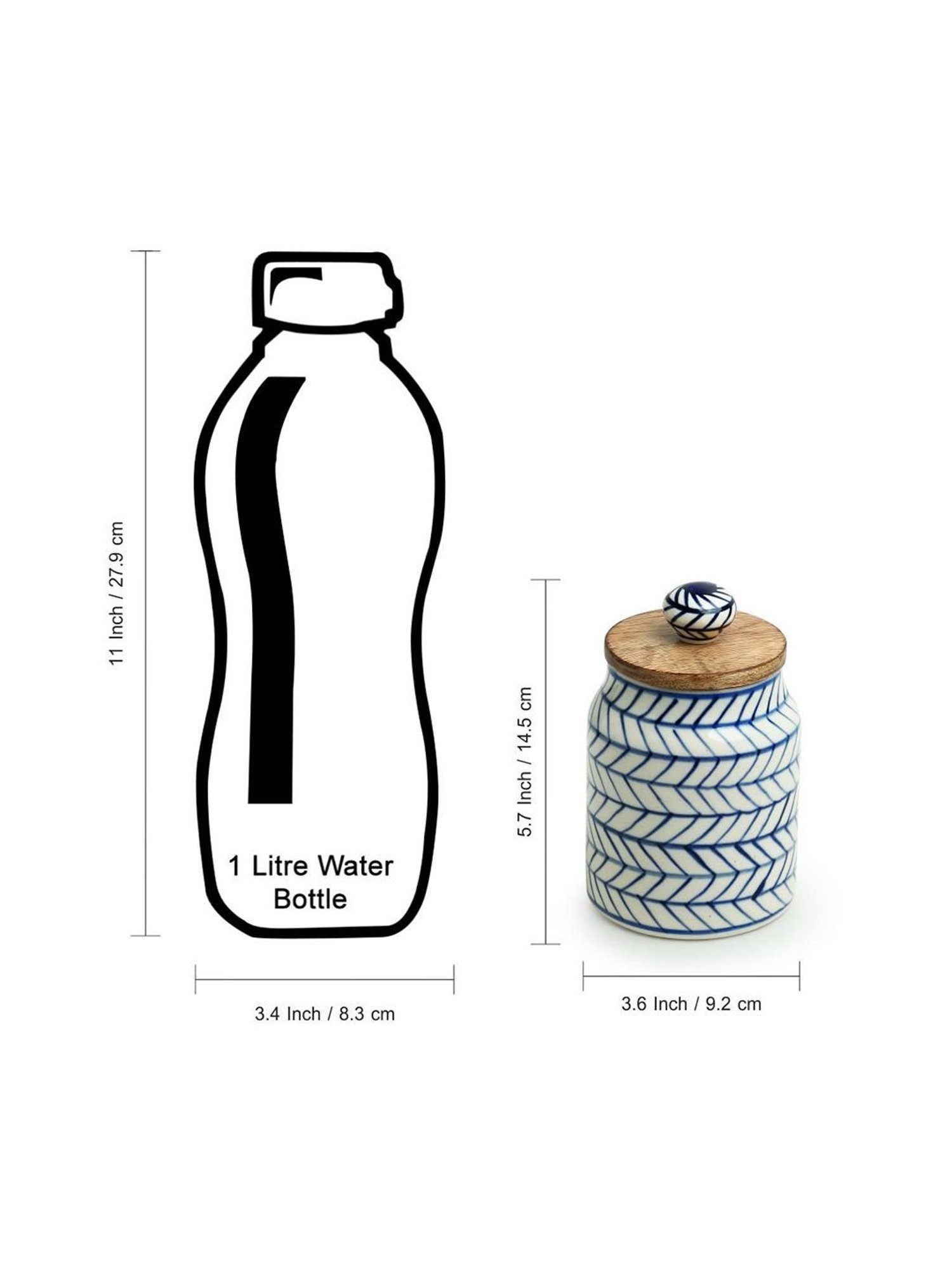 ExclusiveLane Hand-painted Airtight Microwave Safe Ceramic Multi-Utility Storage Jar (470 ml)