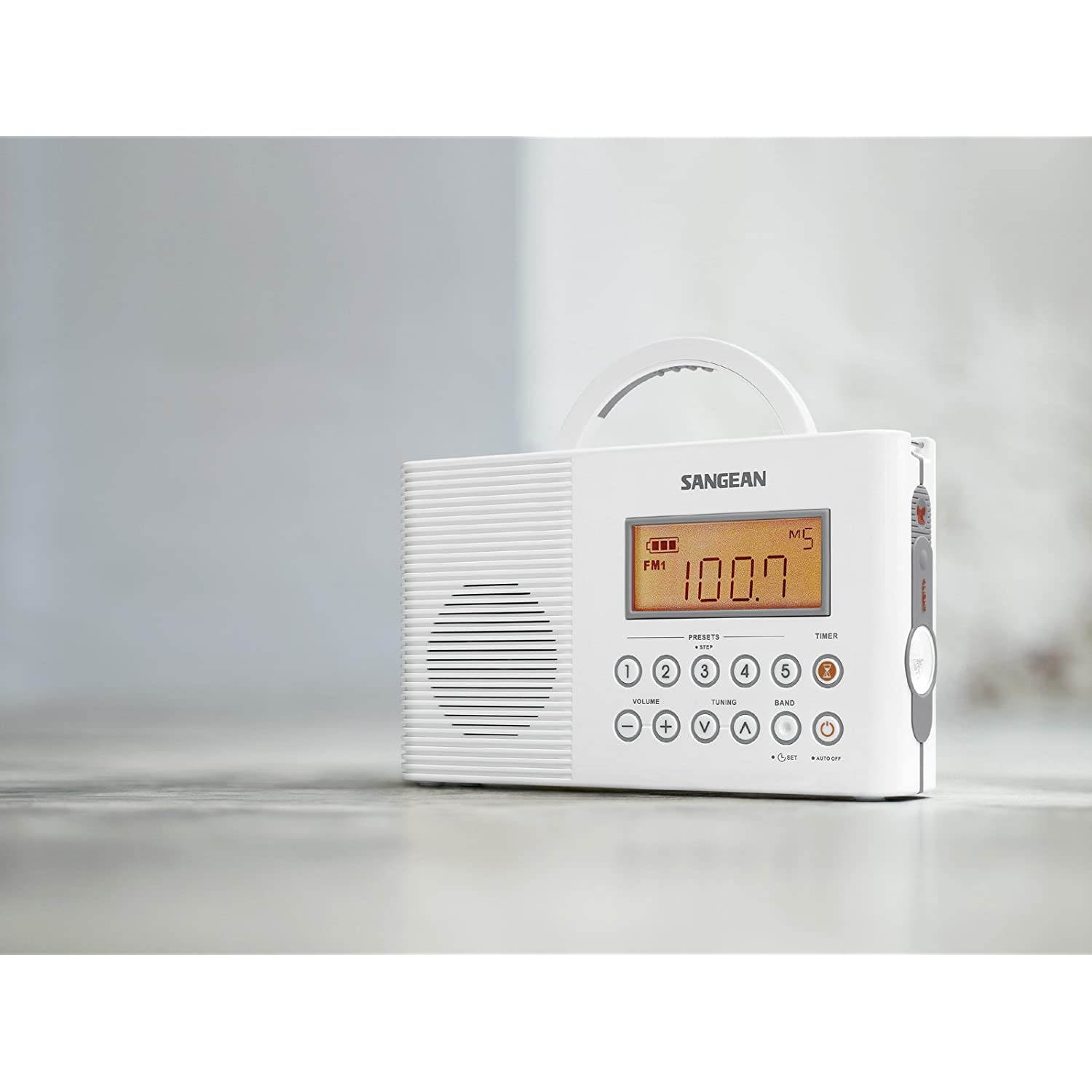 Sangean H201 Portable AM/FM/Weather Alert Digital Tuning Waterproof Shower Radio