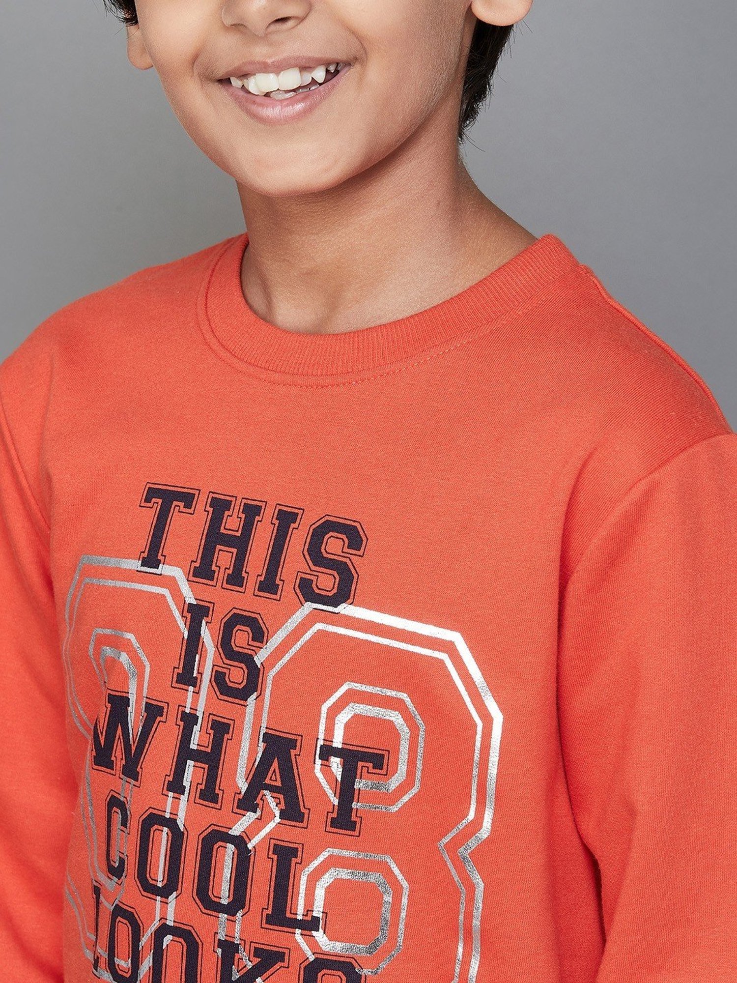 Fame Forever by Lifestyle Kids Orange Cotton Printed Full Sleeves Sweatshirt