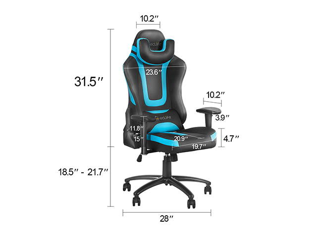 Office Gaming Chair Carbon PU Leather Reclining Black Racing Style, Executive Ergonomic Hydraulic Swivel Seat with U-Shaped Headrest and Lumbar Support,Red,GC18