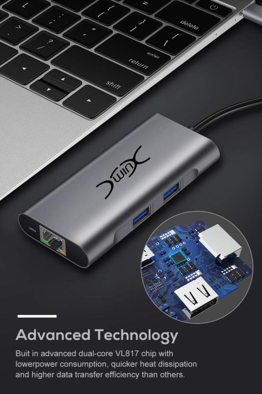 USB C Hub Triple Display 11 in 1 USB C Adapter Docking Station Dual 4K HDMI+VGA 4 USB Ports 100W Power Delivery Ethernet Port SD/TF Card Compatible for MacBook ChromeBook MateBook