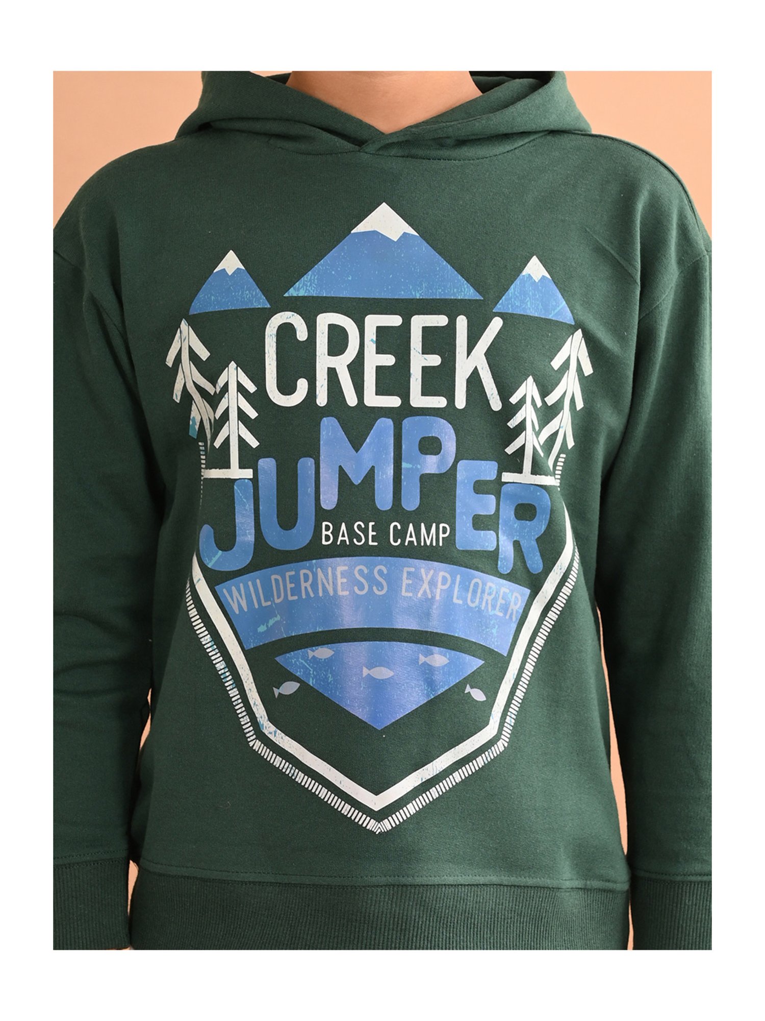 LilPicks Kids Green Printed Full Sleeves Hoodie