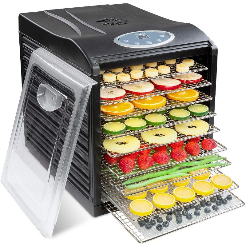 Ivation Stainless Steel Tray Electric Food Dehydrator Machine - 9 Trays - 600w - Digital Timer & Temperature Control with Auto Shutoff - 95F to 158F for Drying Beef Jerky, Fruits, Vegetables & Nuts, BPA Free