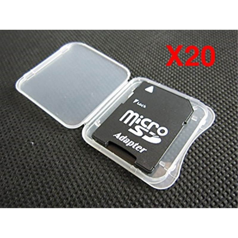 20 pack sd mmc / sdhc pro duo memory card plastic storage jewel case memory card not included 1 3/8" x 1 3/8" x 1/4"