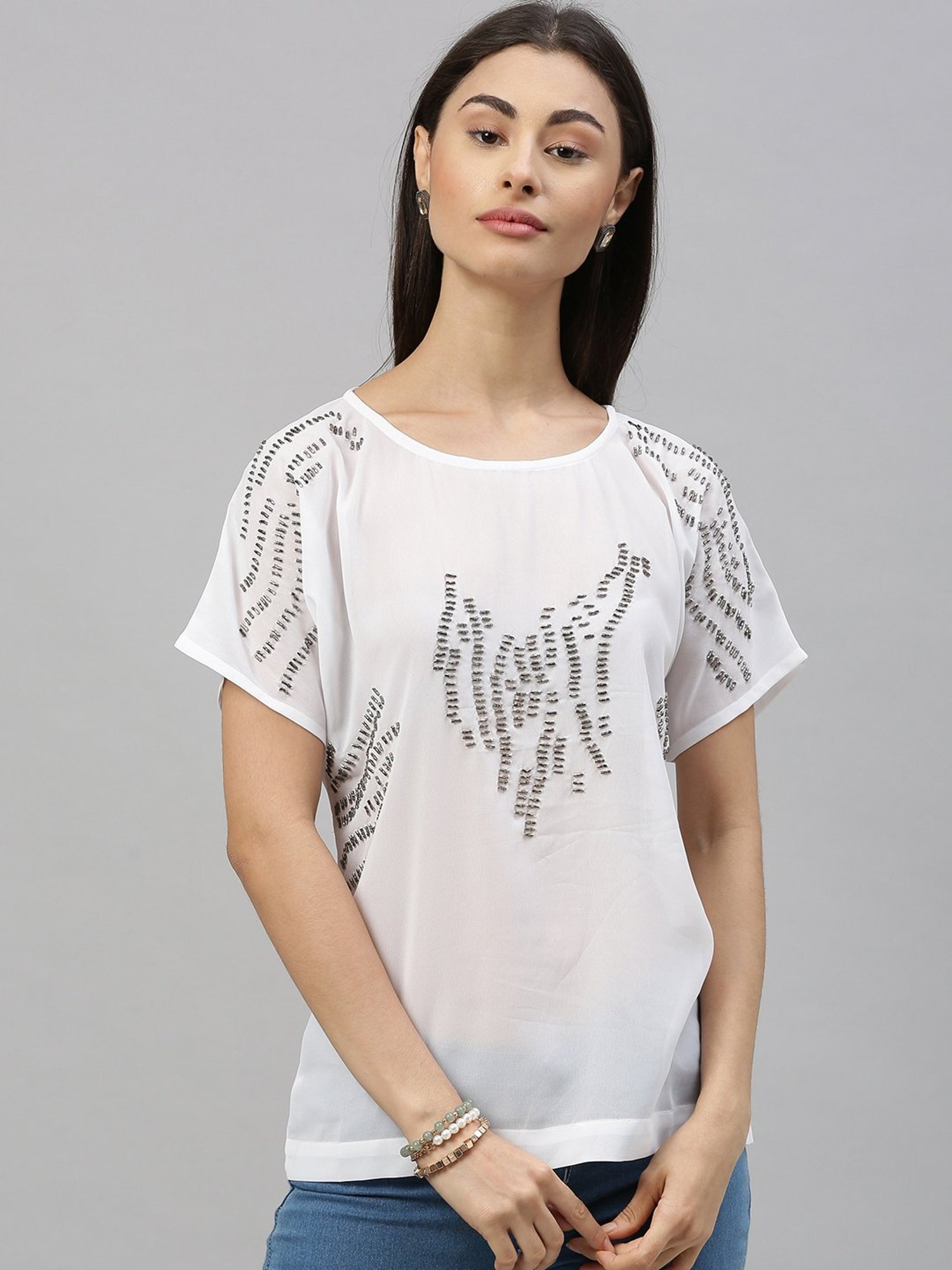 Ishin White Embellished Top