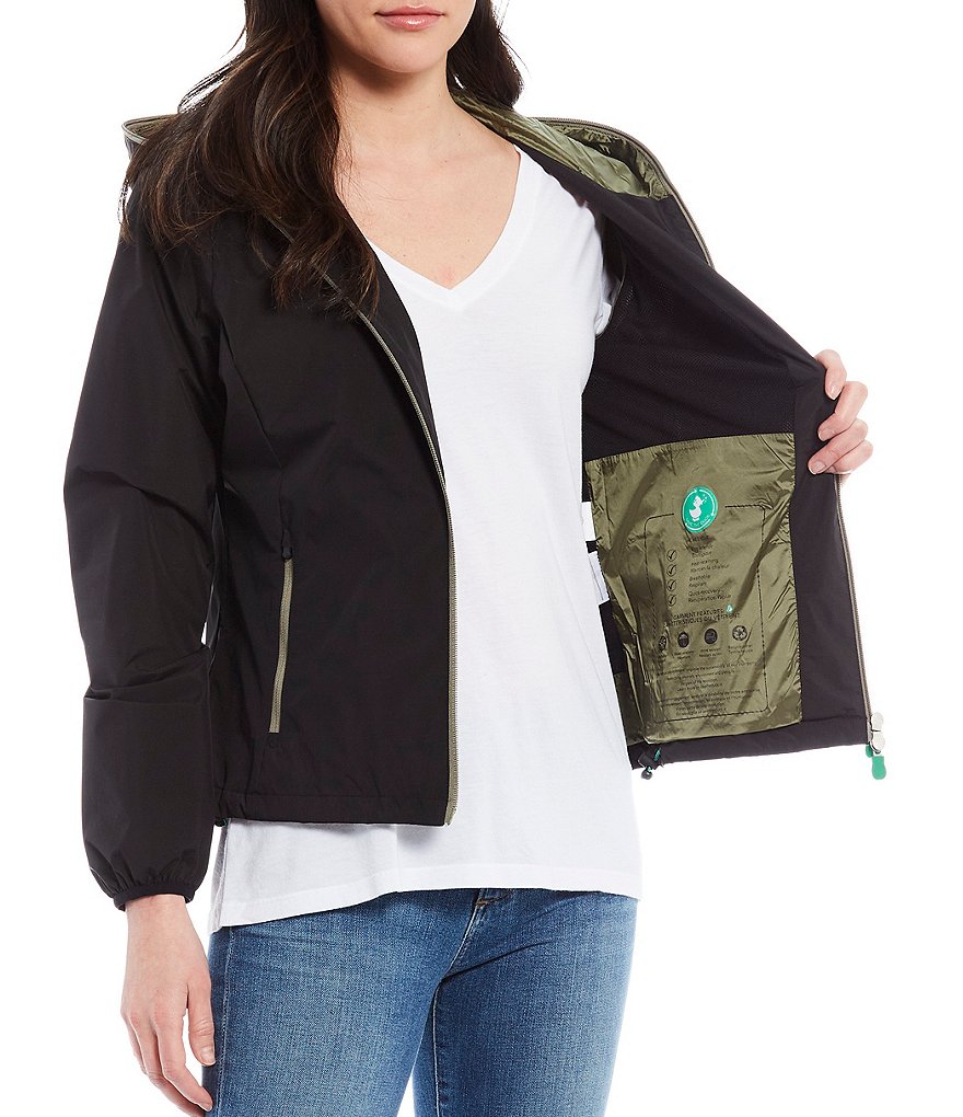 Save the Duck Stella Packable Long Sleeve Hooded Rain Jacket