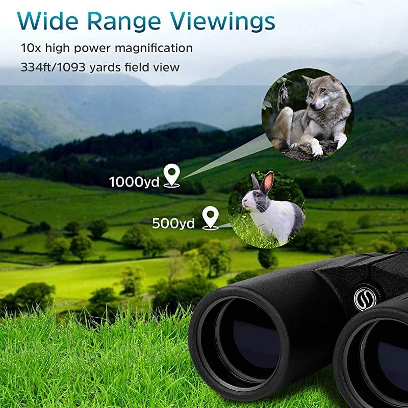 Binoculars for Adults 10x42 Binoculars with Low Night Vision Compact HD Binoculars for Bird Watching Travel Hunting Safari Concerts Sports Stargazing and Outdoor with BAK4 Prism FMC