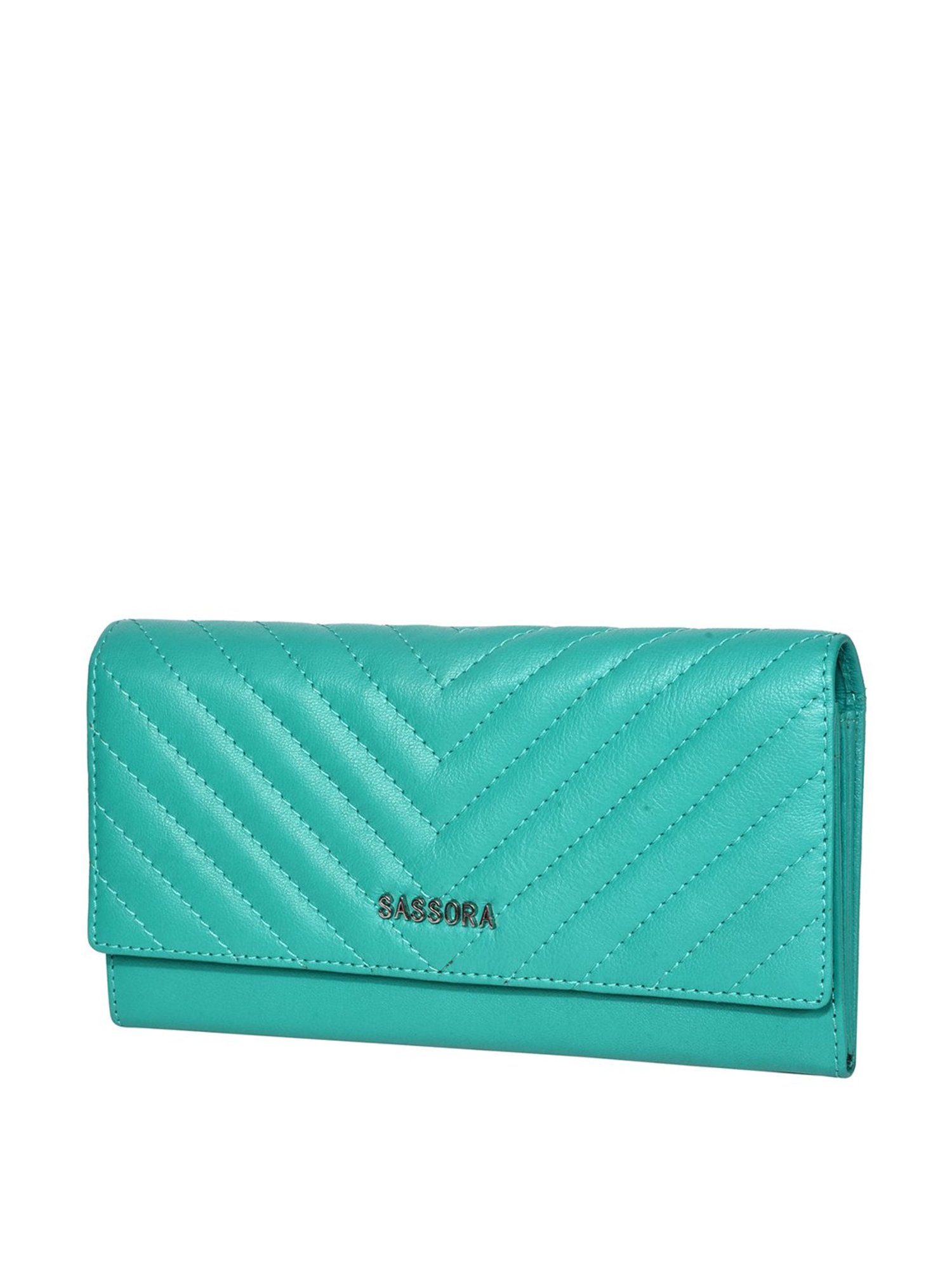 SASSORA Blue Quilted Rfid Wallet for Women