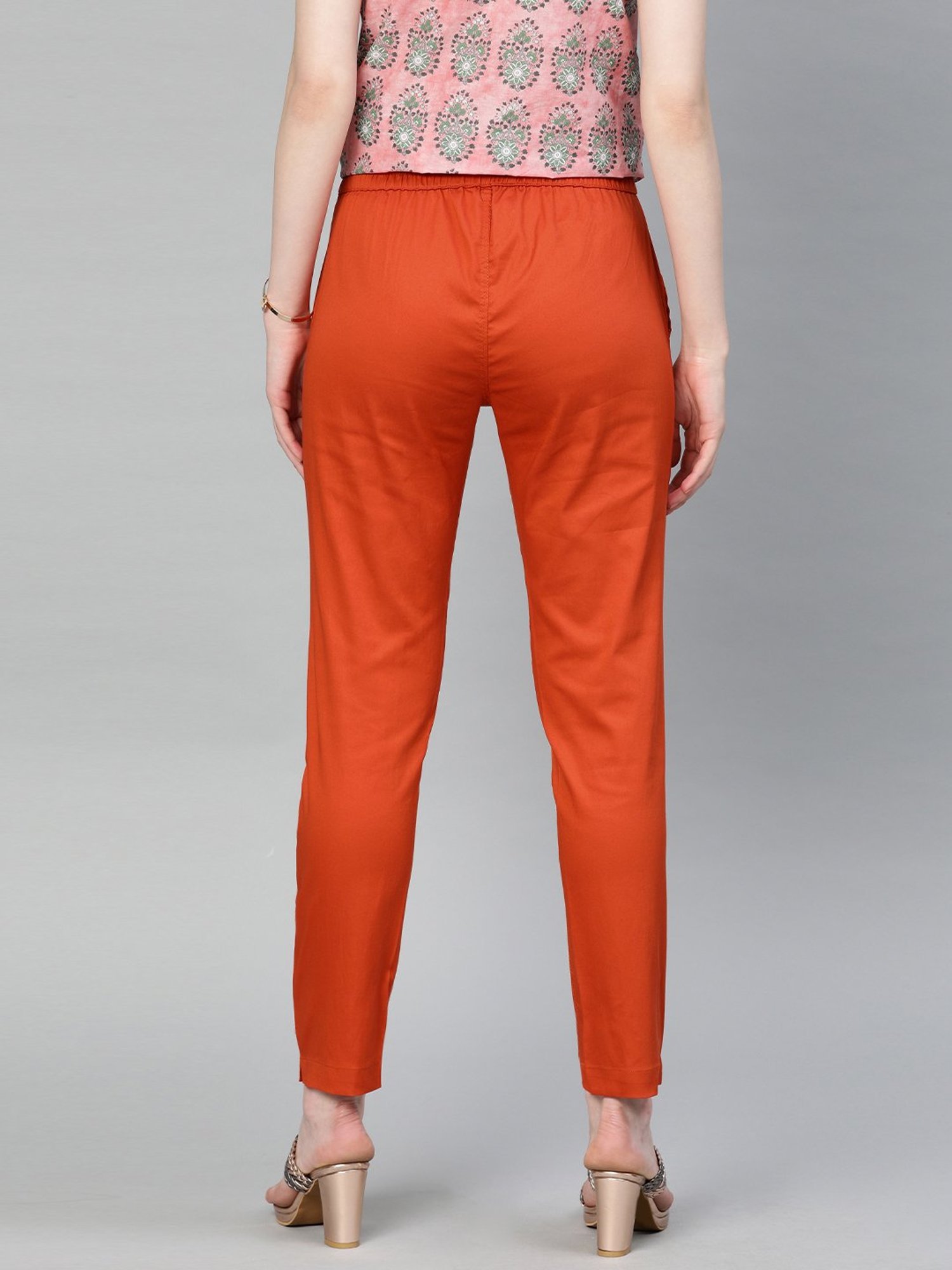 Jaipur Kurti Orange Mid Rise Pants