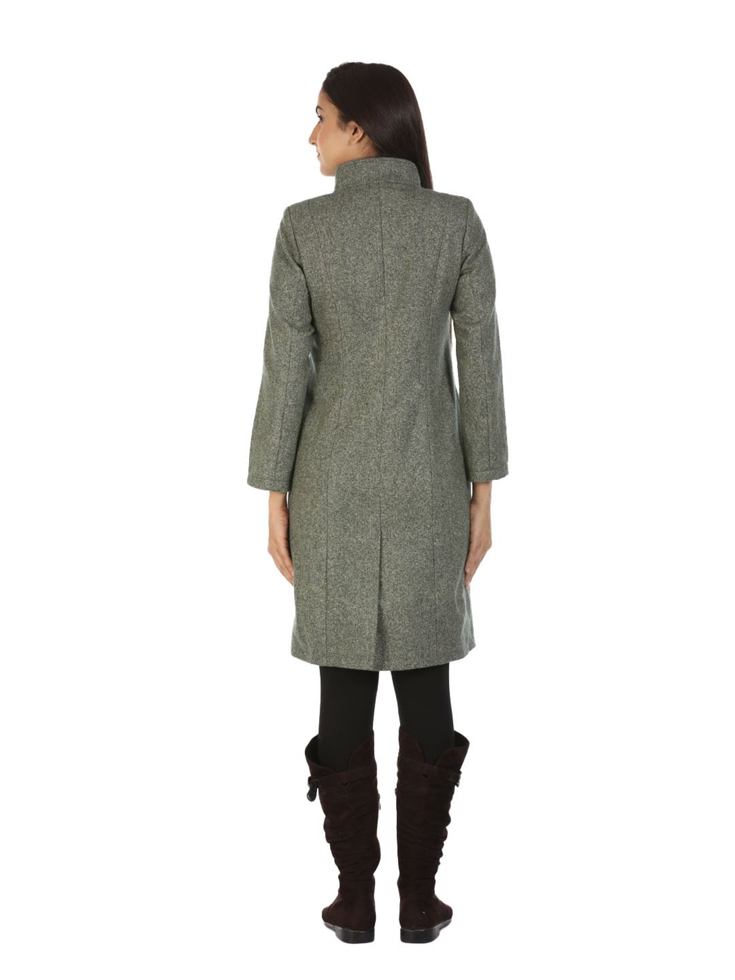 Mustard Grey Textured Overcoat