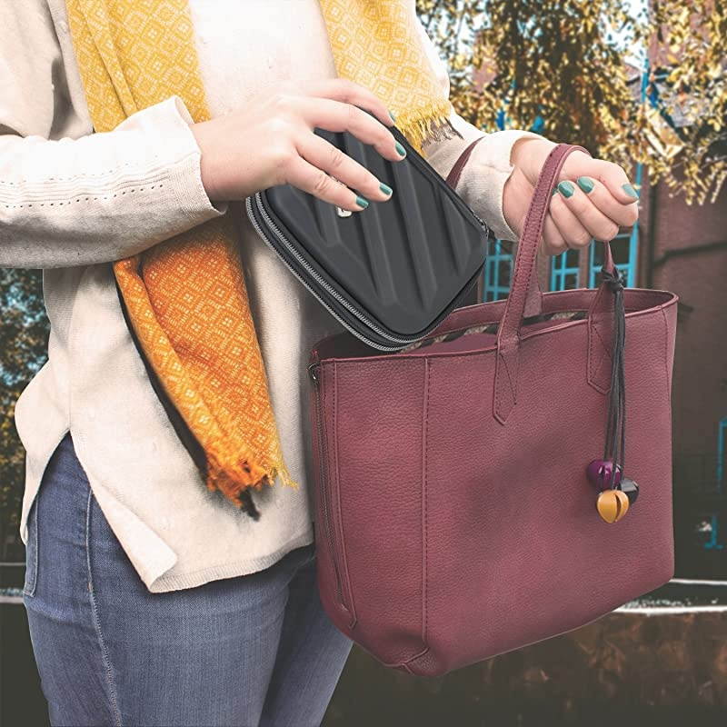 Electronics Organizer Travel Case Hard Gadget Accessories Storage Bag Double Layer Carrying Pouch for USB Cable SD Card USB Drive Hard Drive Phone Charger Earphone Black