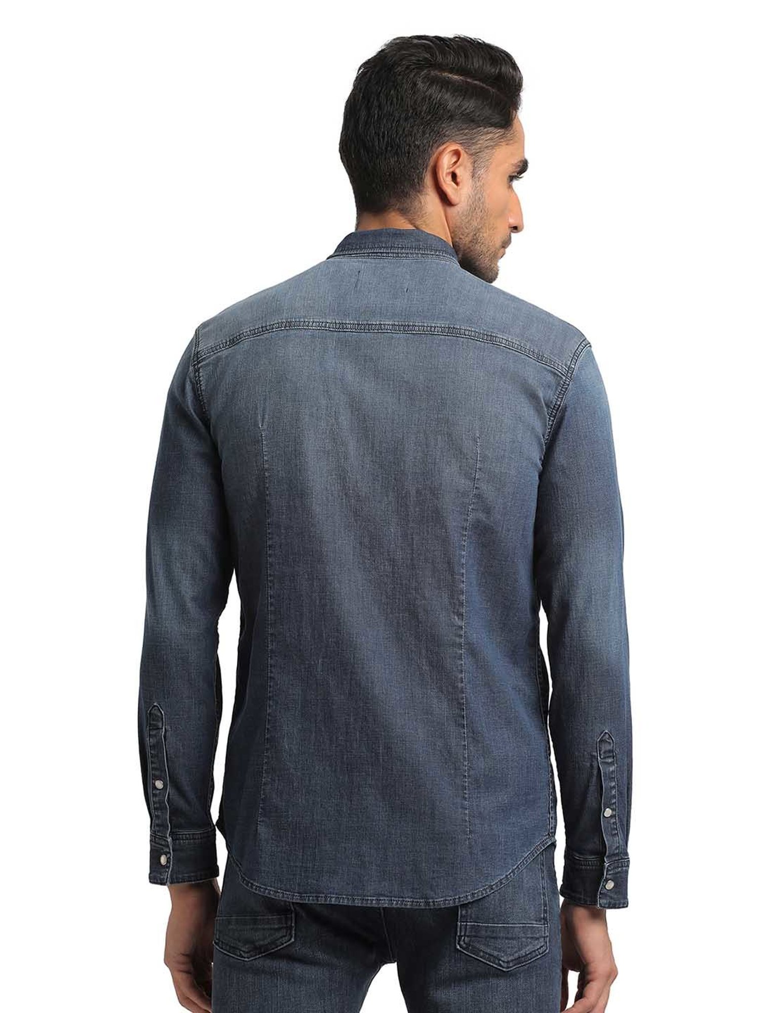 EVERBLUE Medium Blue Regular Fit Shirt