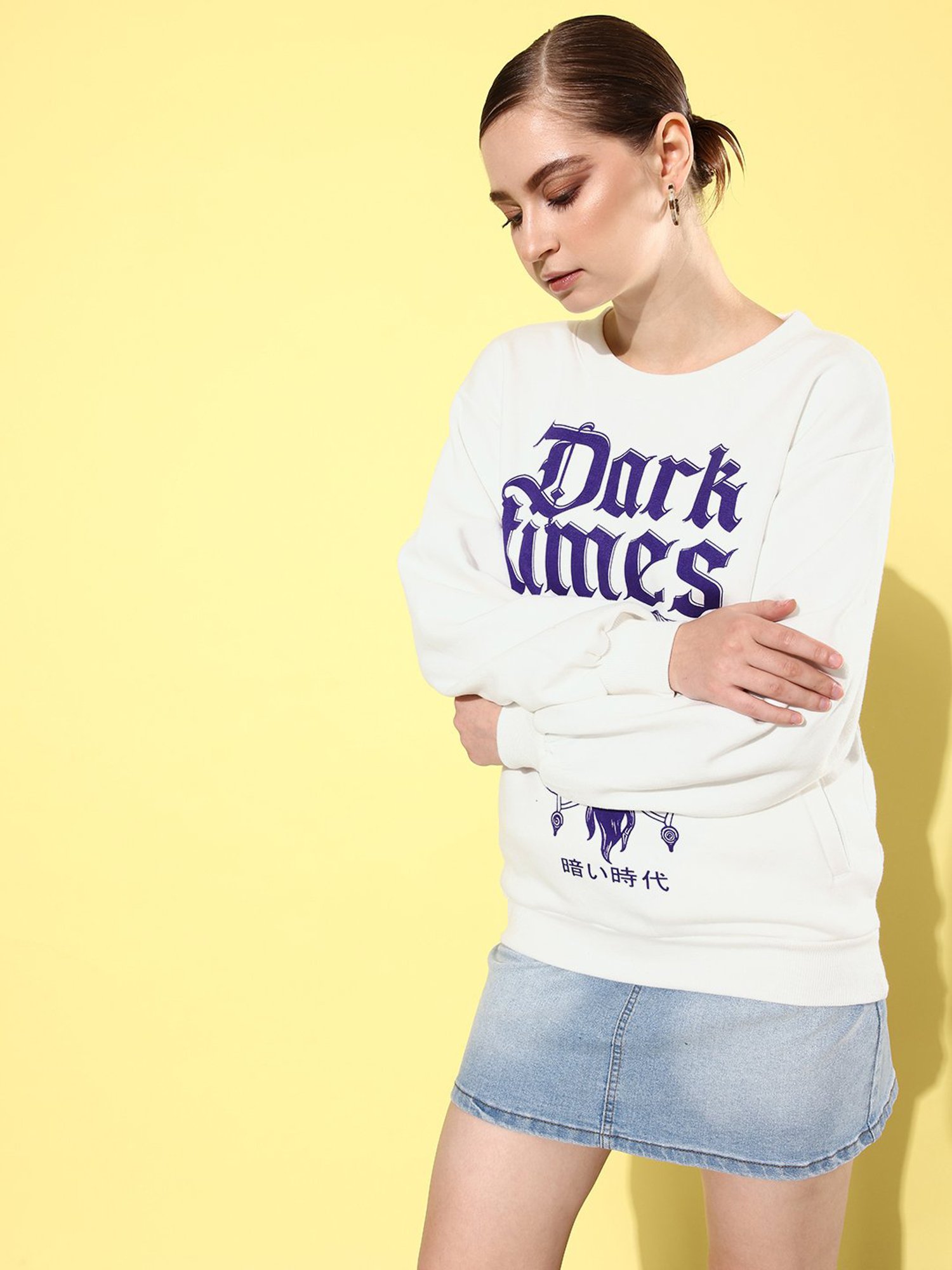 Difference of Opinion White Fleece Graphic Print Oversized Sweatshirt