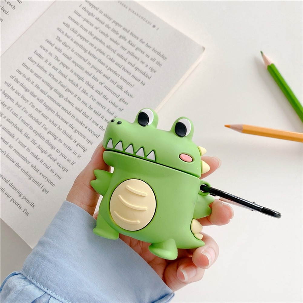 Cartoon Little Crocodile Headphone Case for AirPods 3 Generation, Cute and Funny Headset Case with Hook,Universal Shock Proof,Scratch Proof