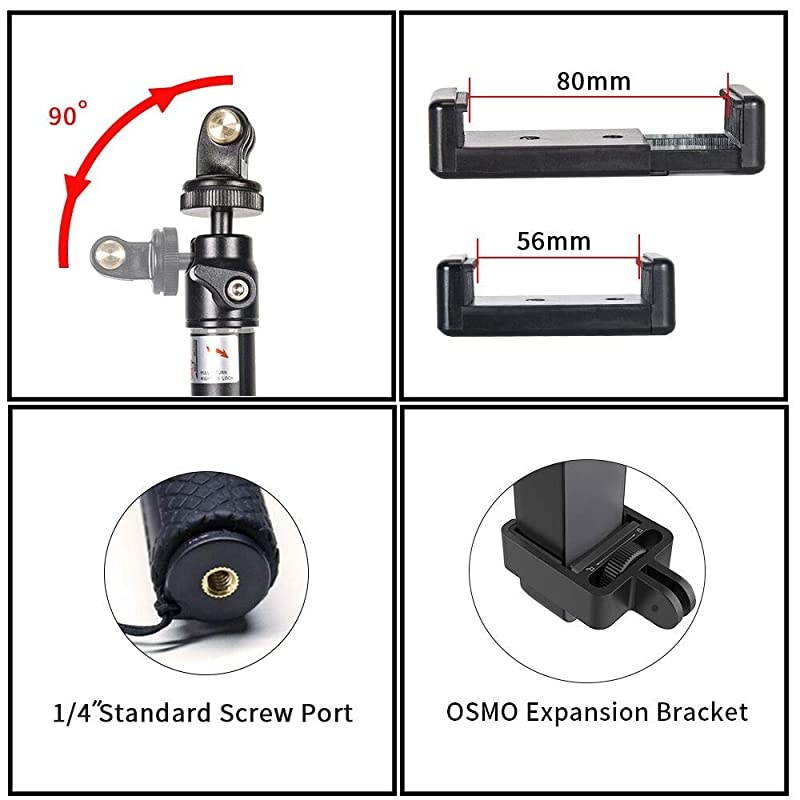 Selfie Stick Compatible for DJI OSMO PocketGoPro Hero 876543+3 SJCAMAKASOXiaomi Yi and Cell Phone