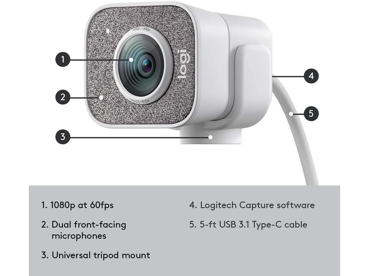 Logitech StreamCam, 1080P HD 60fps Streaming Webcam with USB-C and Built-in Microphone (In Hand)1080P at 60 fps The ultimate streaming experience for both creator And audience with ultra-smooth