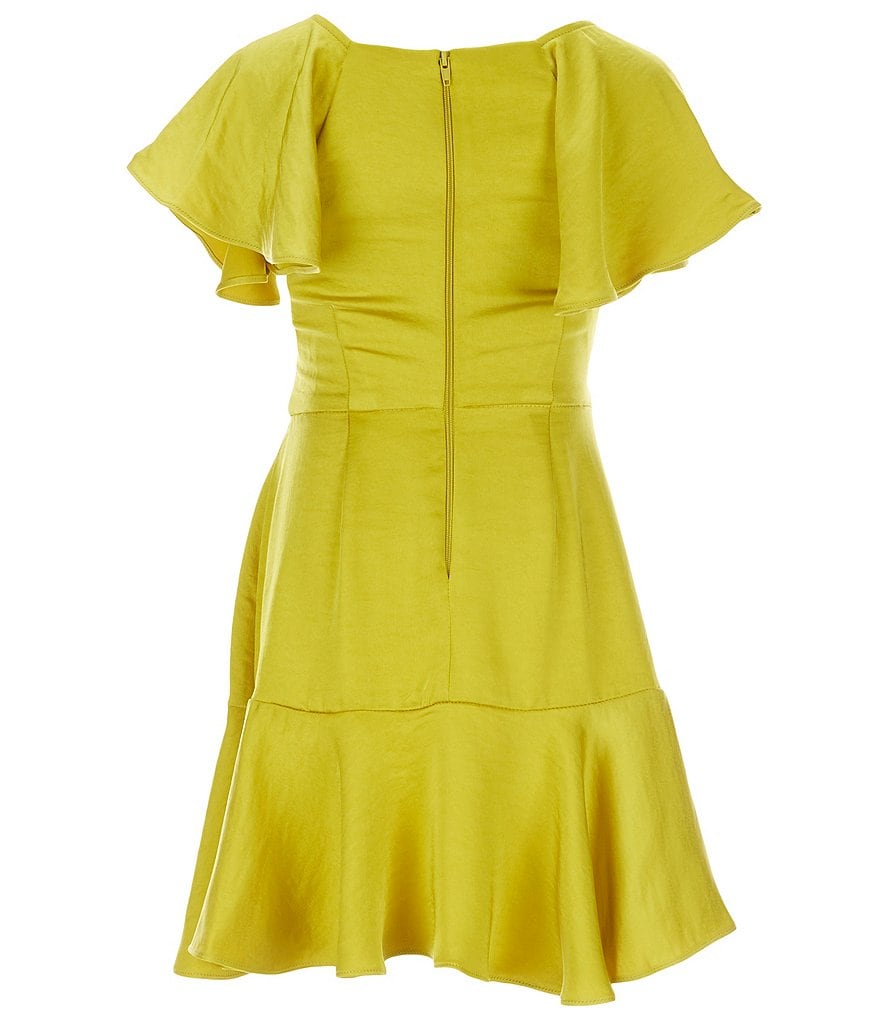 Poppies and Roses Big Girls 7-16 Flutter-Sleeve Double Hem Fit-And-Flare Dress