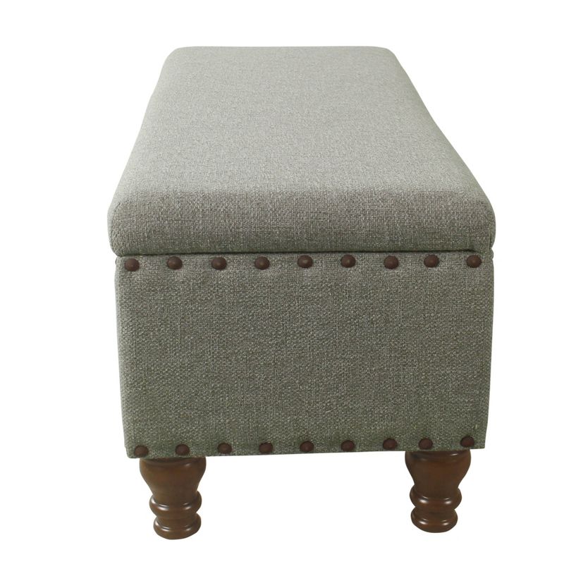 46" Luxury Storage Bench with Nailhead Trim Gray Woven - HomePop
