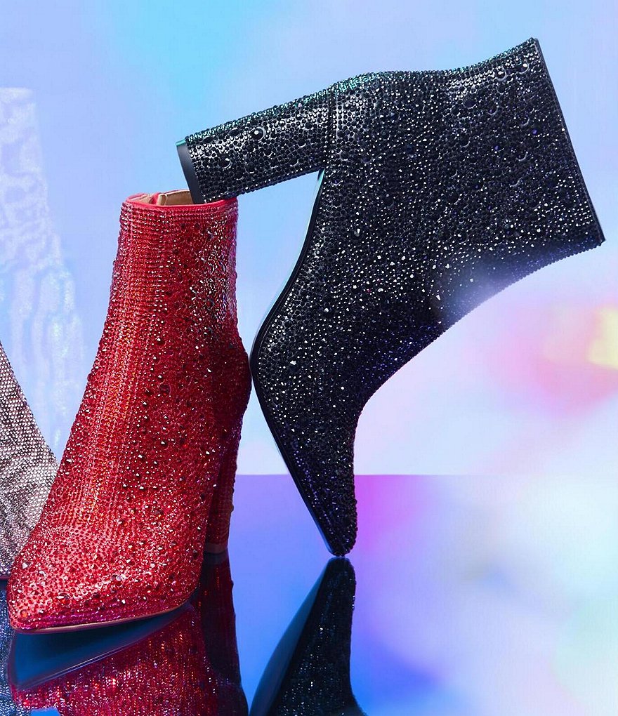 Blue by Betsey Johnson Cady Rhinestone Embellished Block Heel Booties