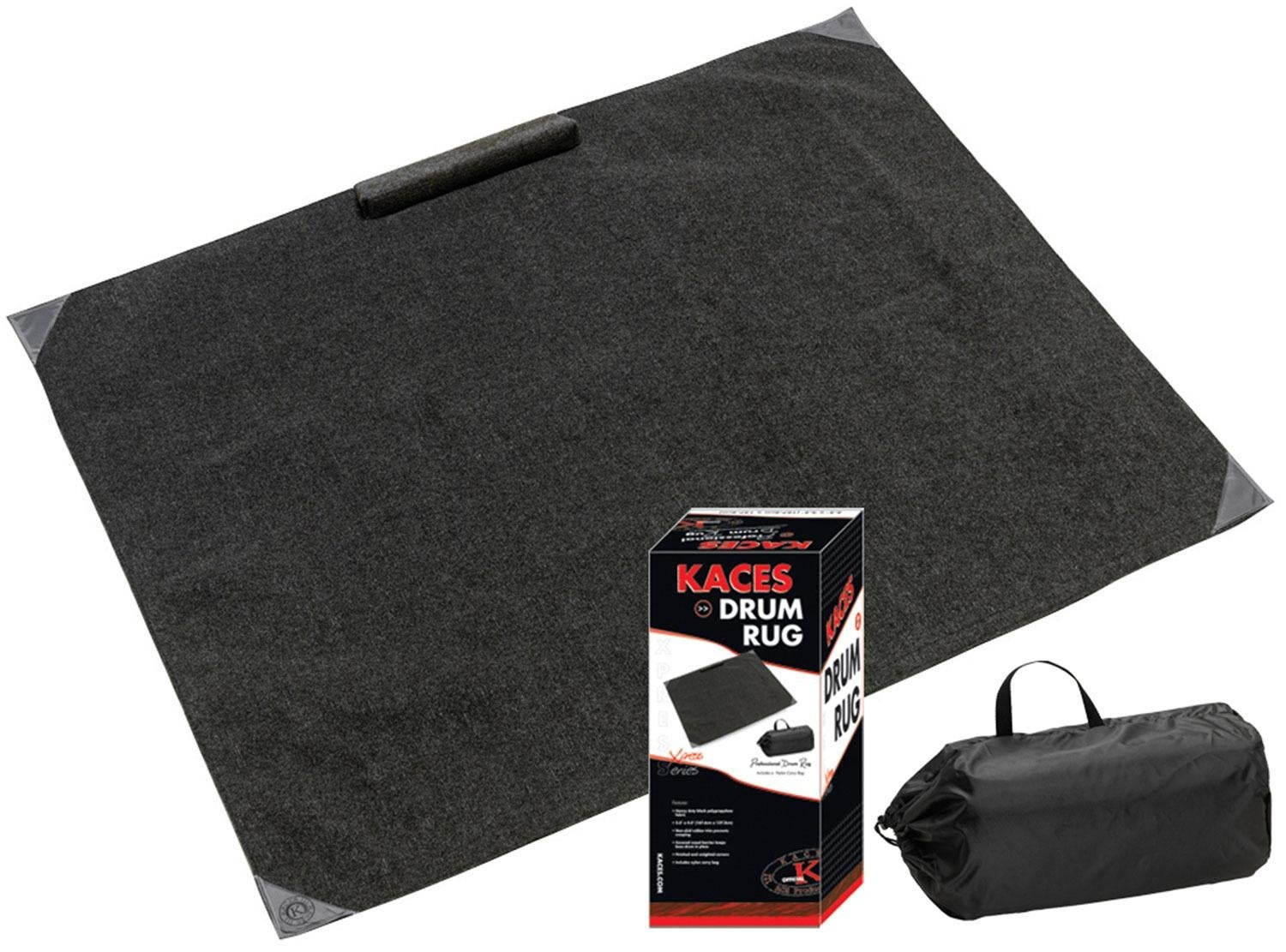 Kaces Pro Drum Rug with Nylon Carry Bag, Heavy Duty Black Polypropylene, KCP-5