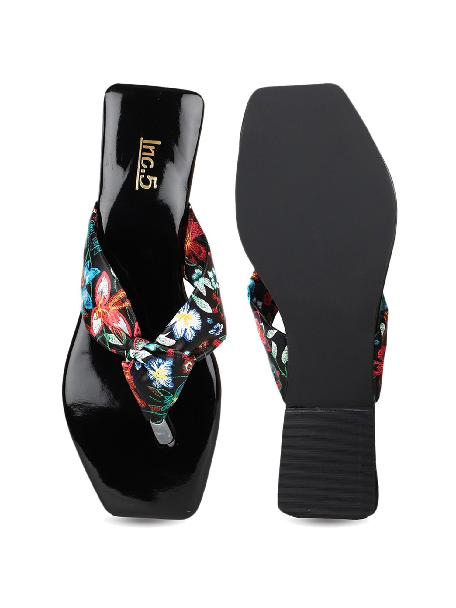 Inc.5 Women's Black Thong Sandals