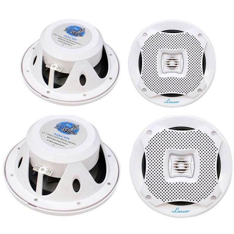 New Lanzar AQ5CXW 5.25" 400W + 2) AQ6CXW 6.5" 400W 2-Way Marine/Boat Speakers