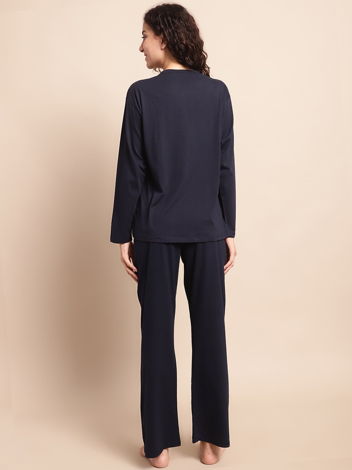 Kanvin Navy Printed Top With Pyjamas