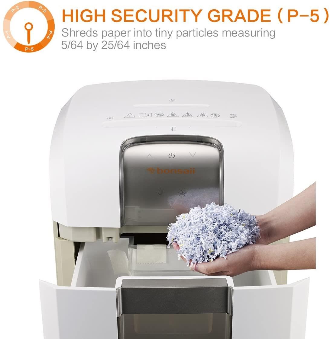 Bonsaii EverShred Pro 4S30 10-Sheet Micro-Cut Paper/CD/Credit Card Shredder, 240 Mintues Continuous Running, 10 Minutes Cooling Down, P-5 Security, Overload and Thermal Protection, with 4 Casters