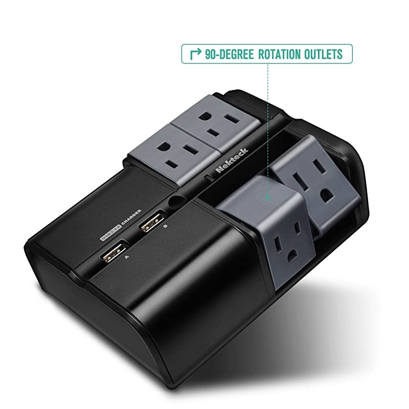 UL Listed Surge Protector Wall Tap Adapter 4 Rotating Outlets Plug with Dual USB 24A Charging Ports540 Joules Surge Suppressor for Travel or HomeOffice Use