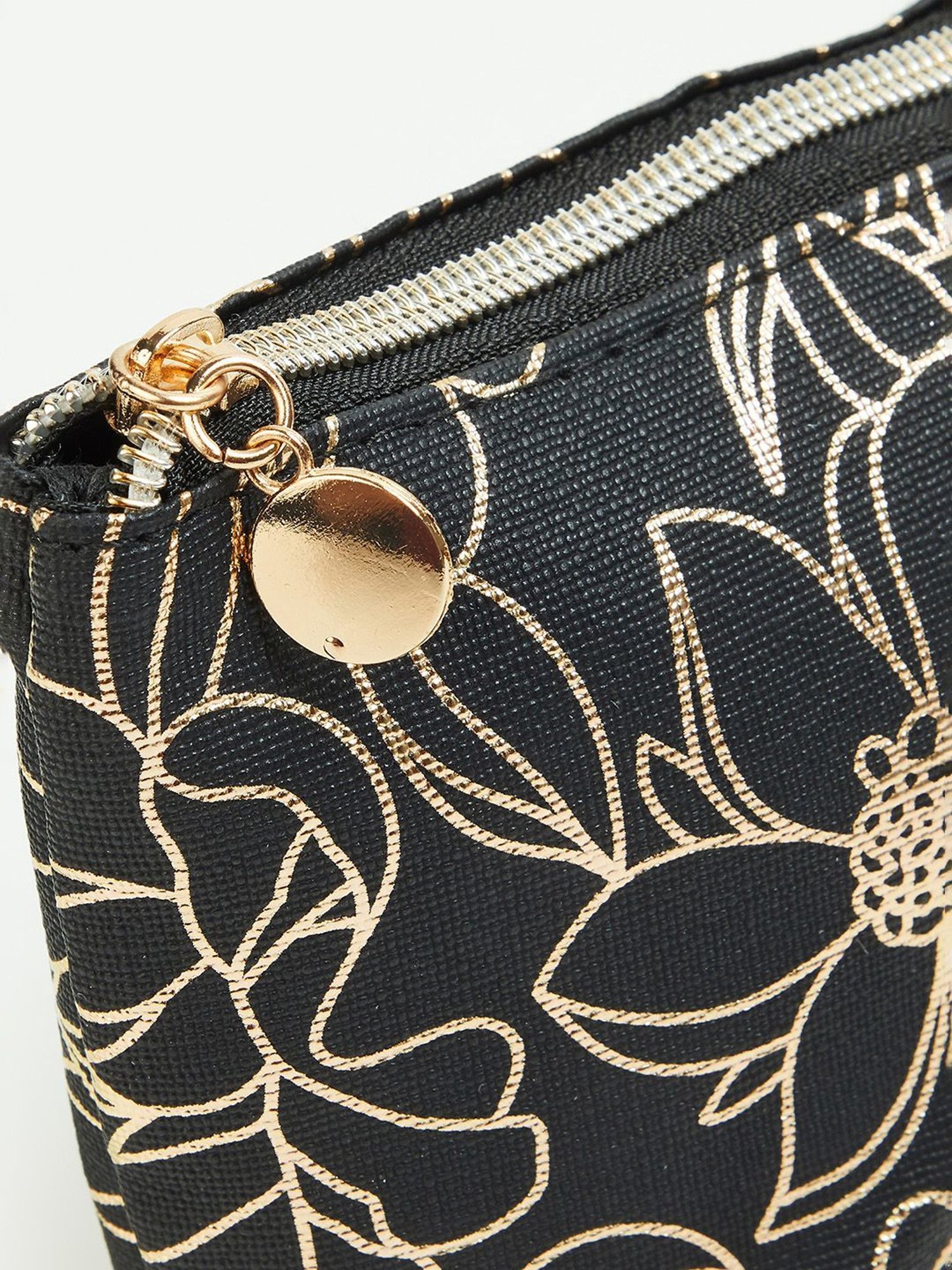 Ginger by Lifestyle Black & Golden Printed Free Size Toiletry Pouch