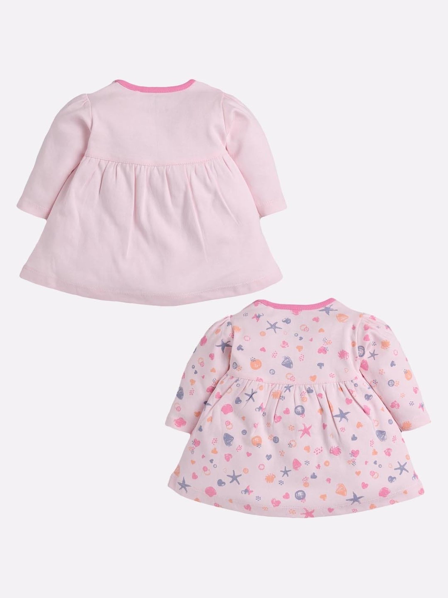 Baby Go Kids Pink Printed Dresses (Pack Of 2)