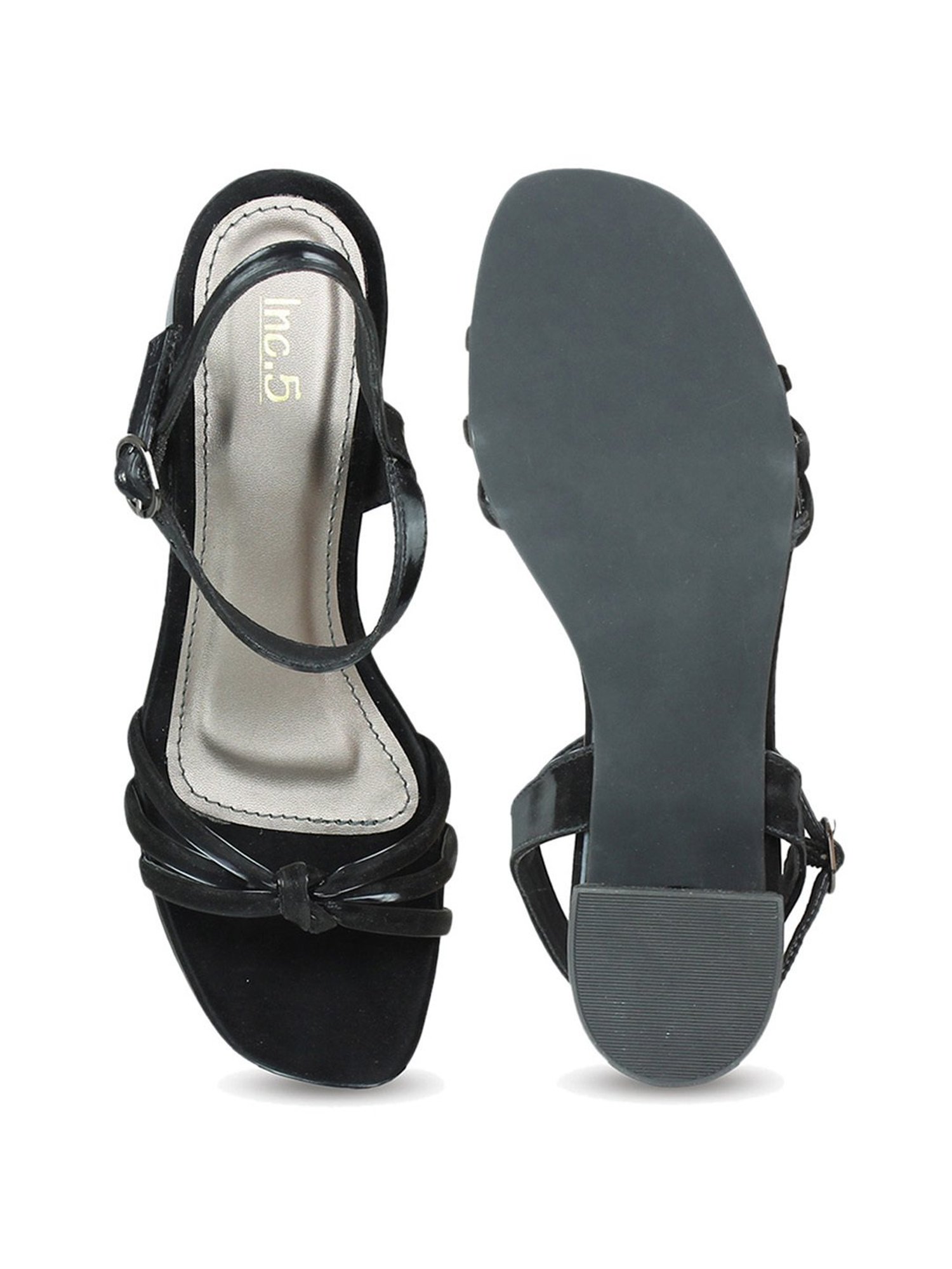 Inc.5 Women's Black Ankle Strap Sandals
