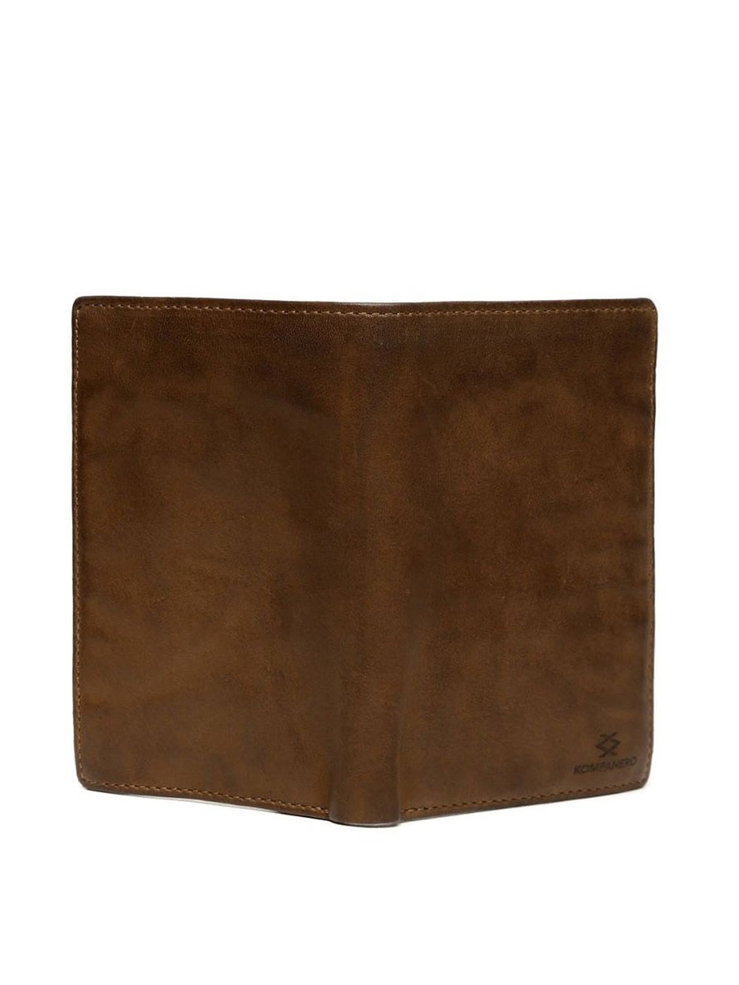 KOMPANERO Jose Cognac Leather Solid Bi-Fold Wallet