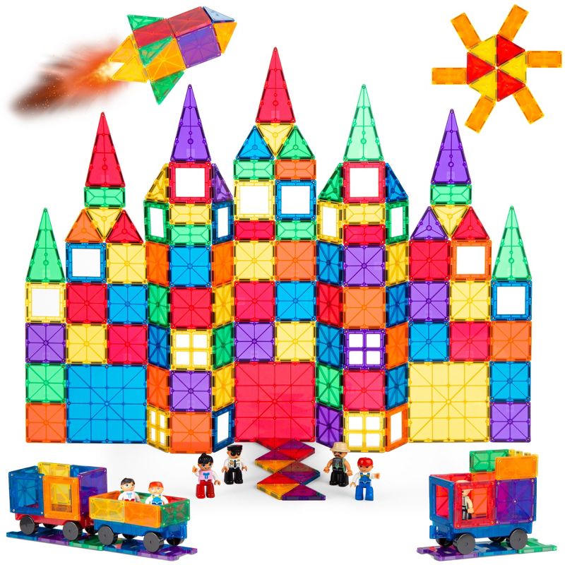 Best Choice Products 250-Piece Kids Magnetic Tiles Set Construction Building Blocks Educational STEM Toy