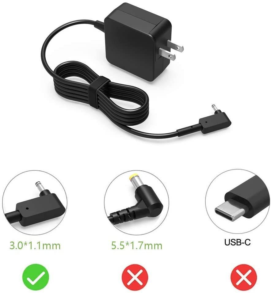 Superer 45W Portable AC Charger Fit for Acer Swift 5 SF514-51 SF514-52T SF514-52TP N16C4 N17W3 Laptop Power Supply Adapter Cord
