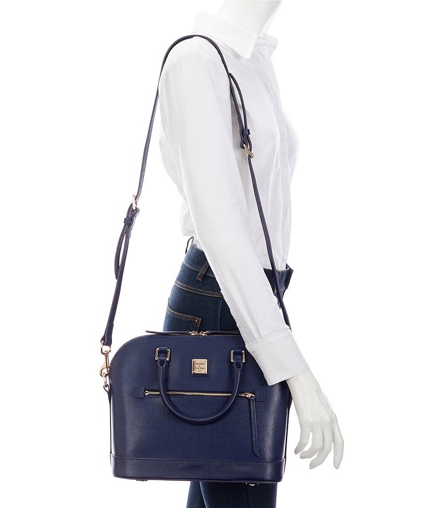 Dooney & Bourke Saffiano Collection Bugatti Dome Zip Satchel Bag
