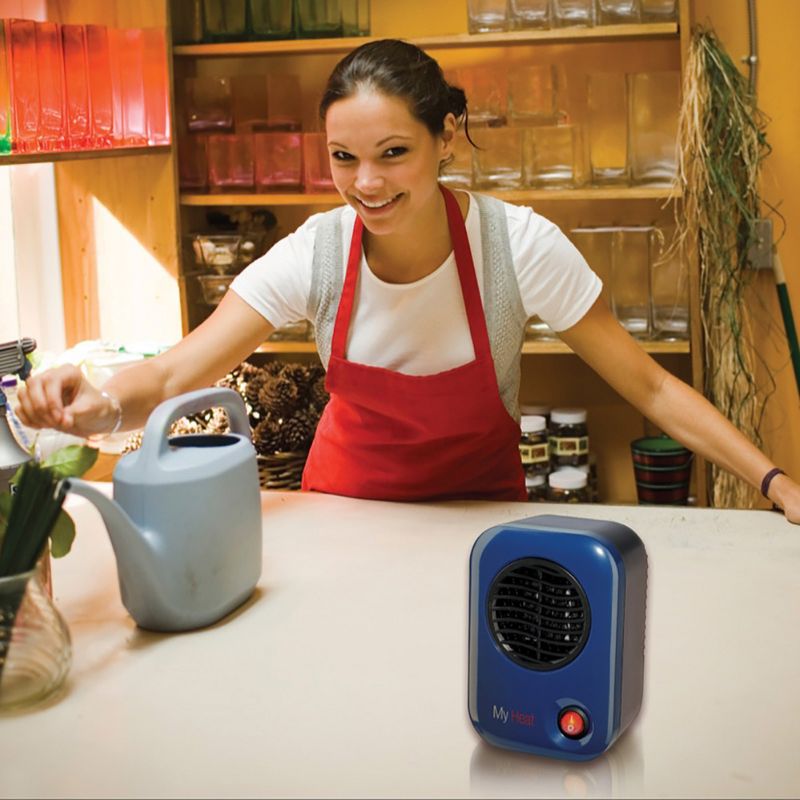 Lasko 102 MyHeat Small Portable Personal Electric 200 Watt Ceramic Space Heater for Office Desk and Home, Blue