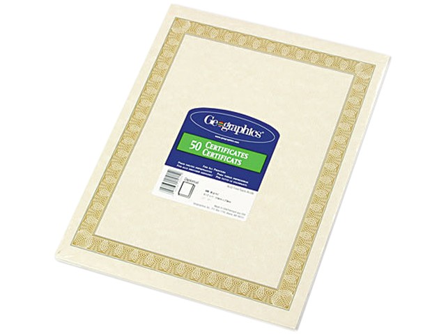 Parchment Paper Certificates, 8-1/2 x 11, Natural Diplomat Border, 50/Pack