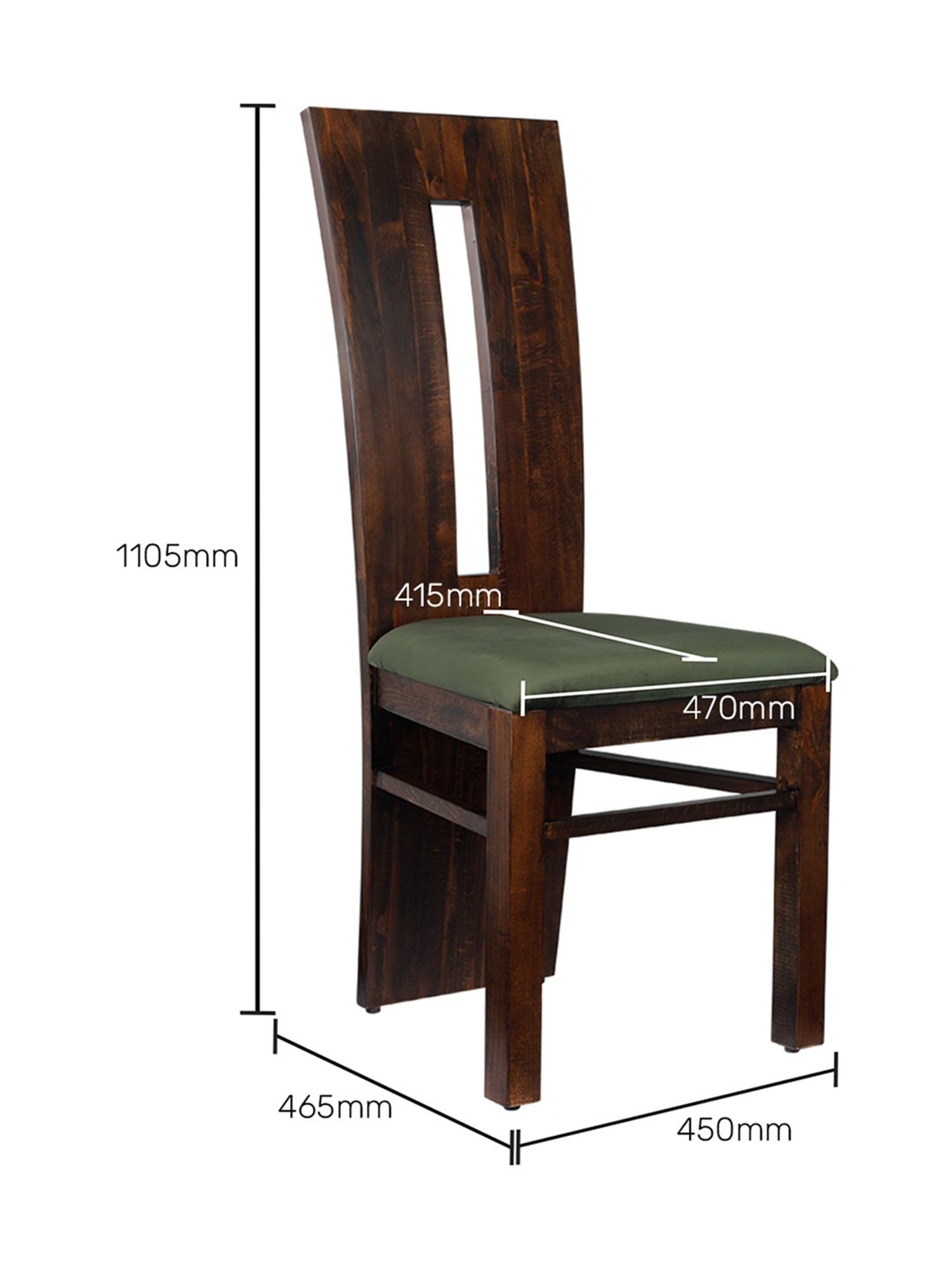 Durian Eva Walnut & Olive Green Wood 2 Seater Dining Chair