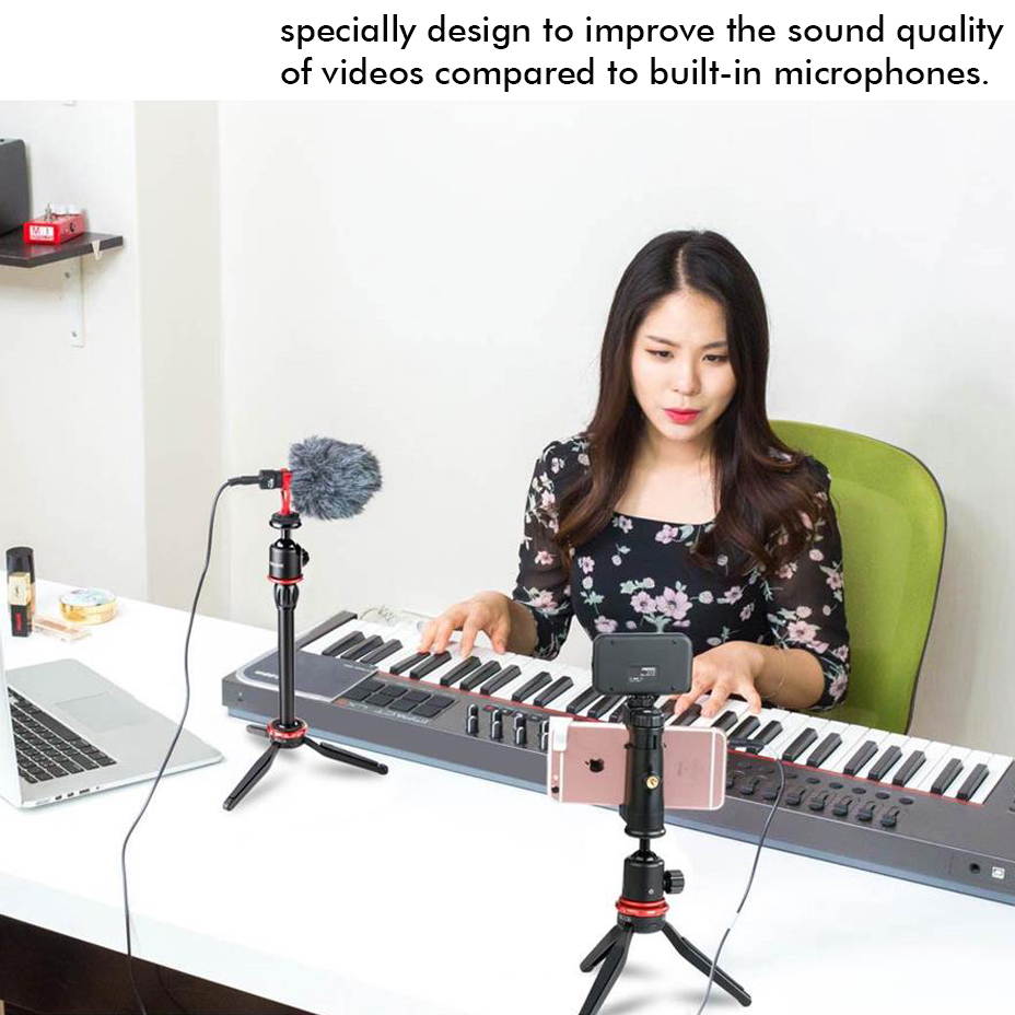 (Pack of 2) Technical Pro Condenser Compact on-camera Microphone, for Vlogging with Smartphones, DSLRs, Consumer Camcorders, PCs etc